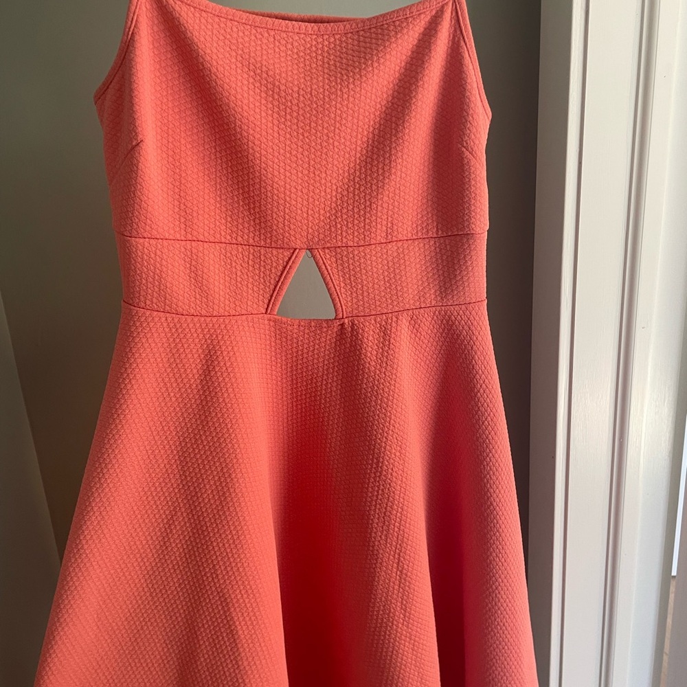 Coral Sleeveless Dress with Cutout Detail